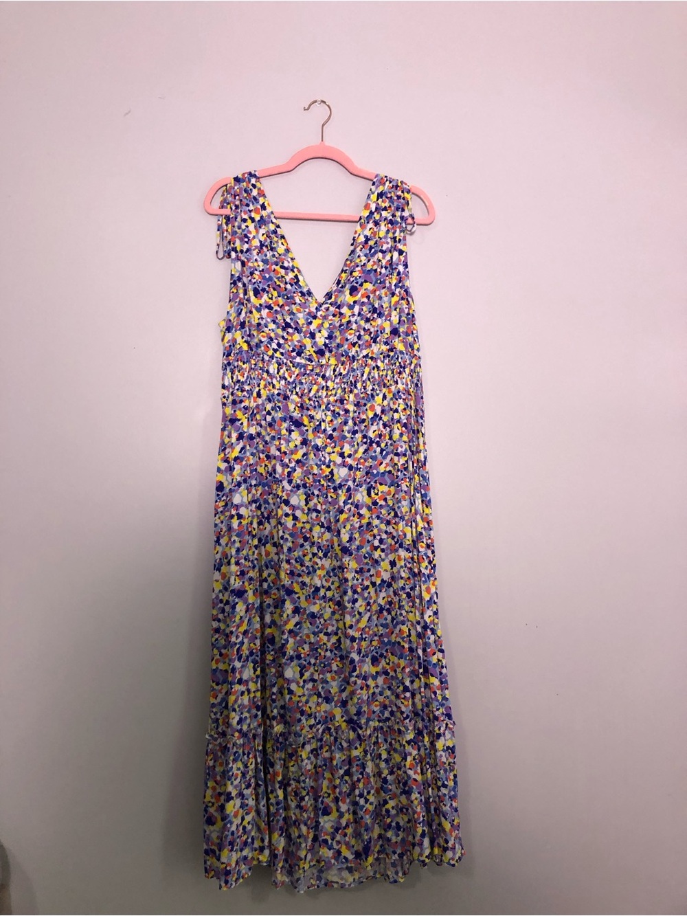 SHEIN Floral V-Neck Maxi Dress in Purple & Yellow
